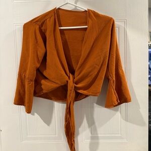 Women's Orange Tie-Front Top
